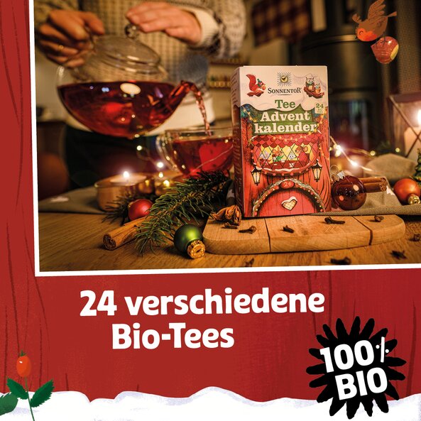 Sonnentor Adventkalender mit verschiedenen Bio-Tees