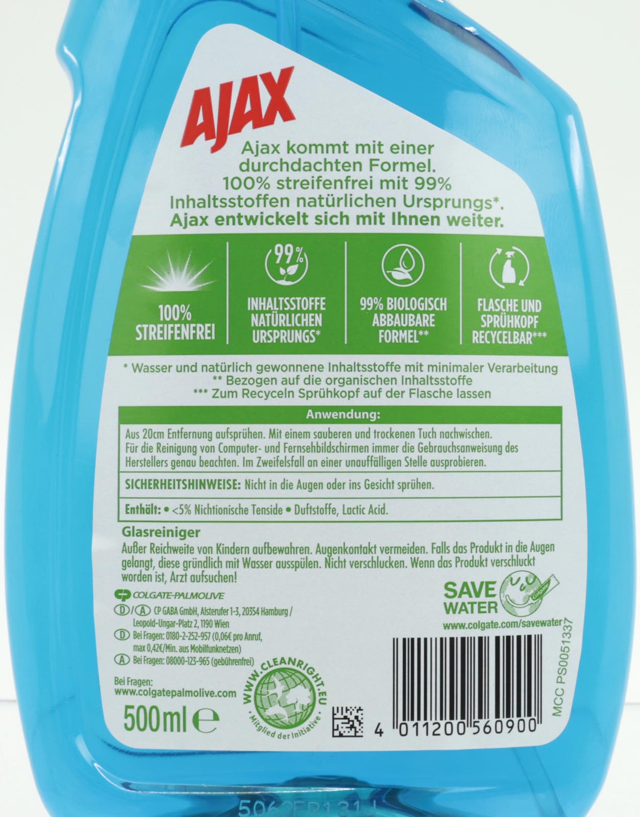 AJAX Glas Streifenfrei Spr 500 ml