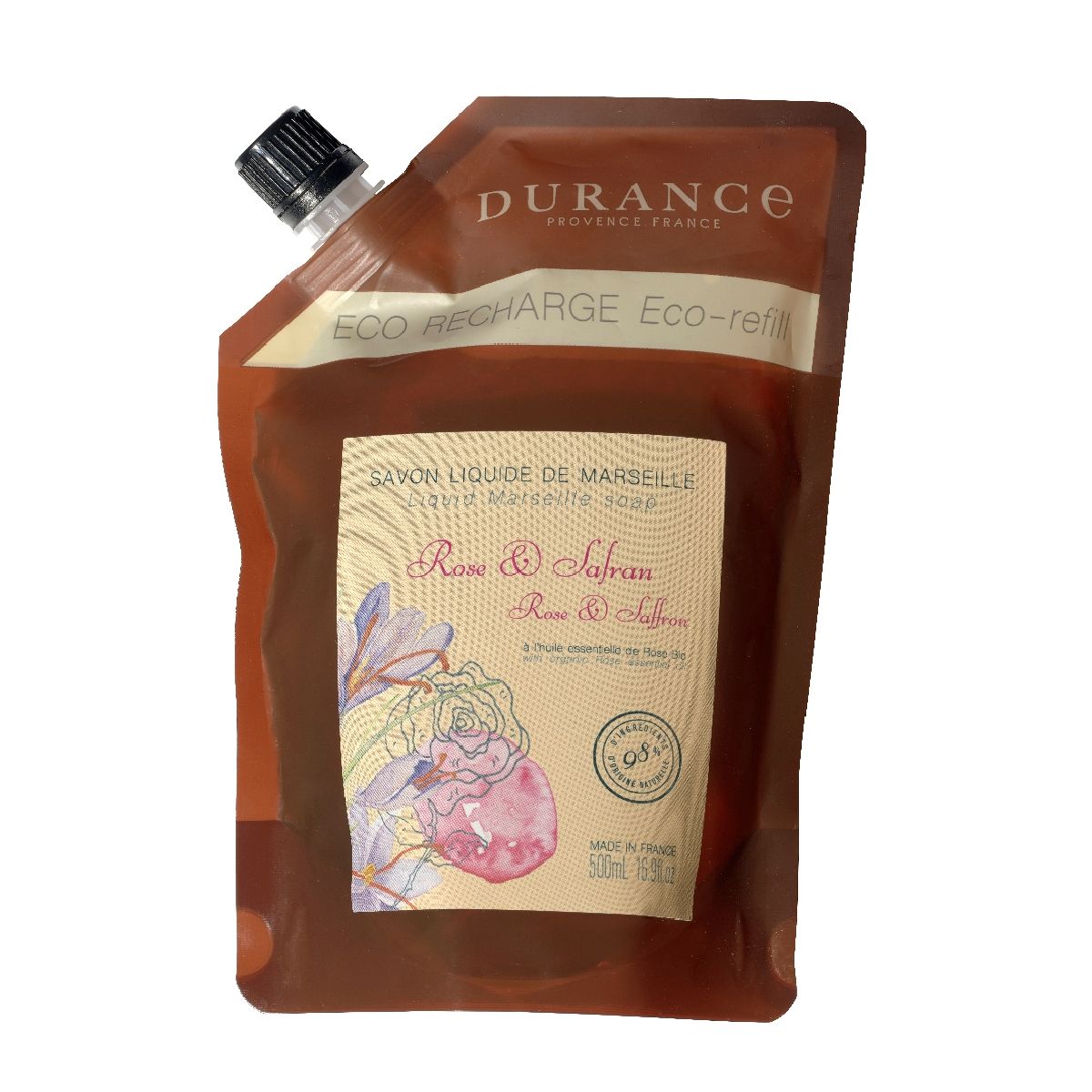 DURANCE Marseiller Flüssigseife 500ml Rose & Safran