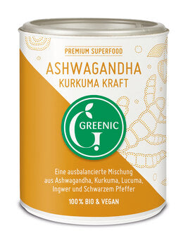 GREENIC Ashwagandha Kurkuma Kraft Superfood Trinkpulver Mischung 130g