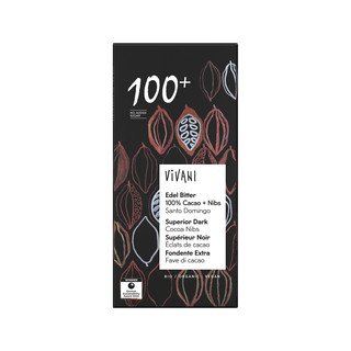Vivani Edel Bitter 100% Cacao + Nibs, EU Bio 80g