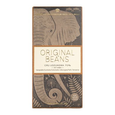 Original Beans Cru Udzungwa Schokolade dunkel mit Nibs (70%), EU Bio 70g