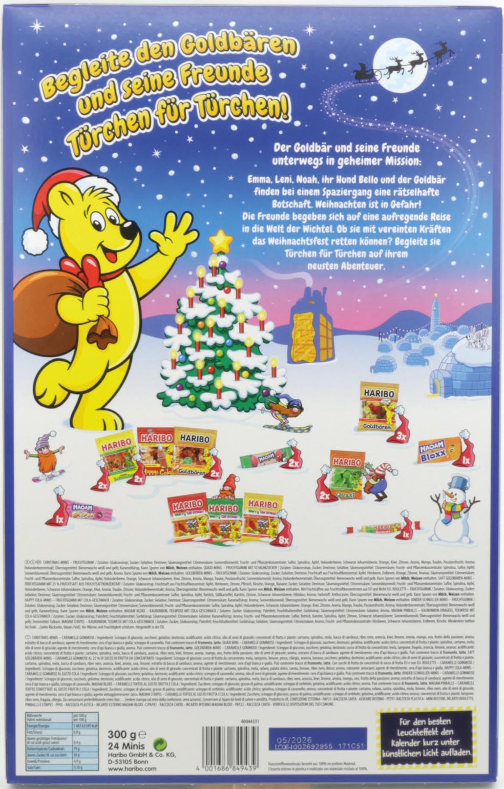 Food Haribo Adventskalender 300g, 10f sort.