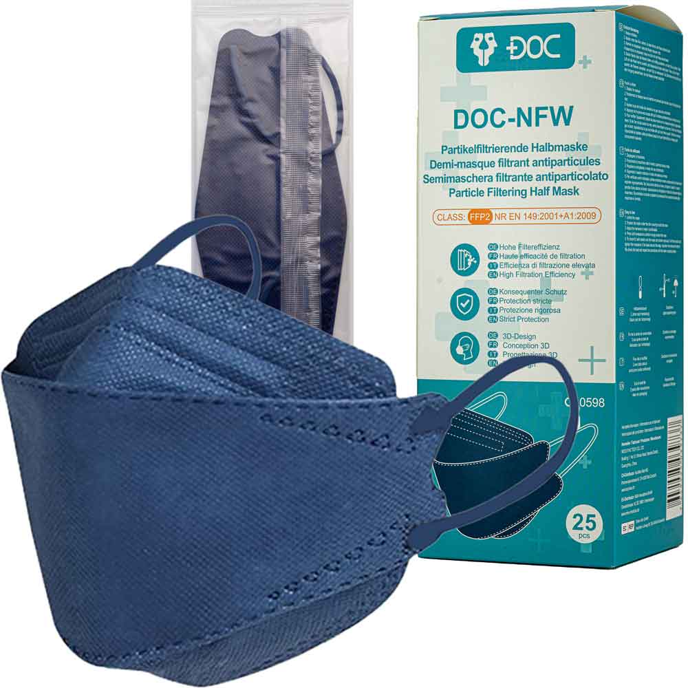 DrogerieMarkt24 - DrogerieMarkt24 DOC FFP2 Masken DOC-NFW EU-zertifiziert Navyblue - 25 Stk. - DrogerieMarkt24