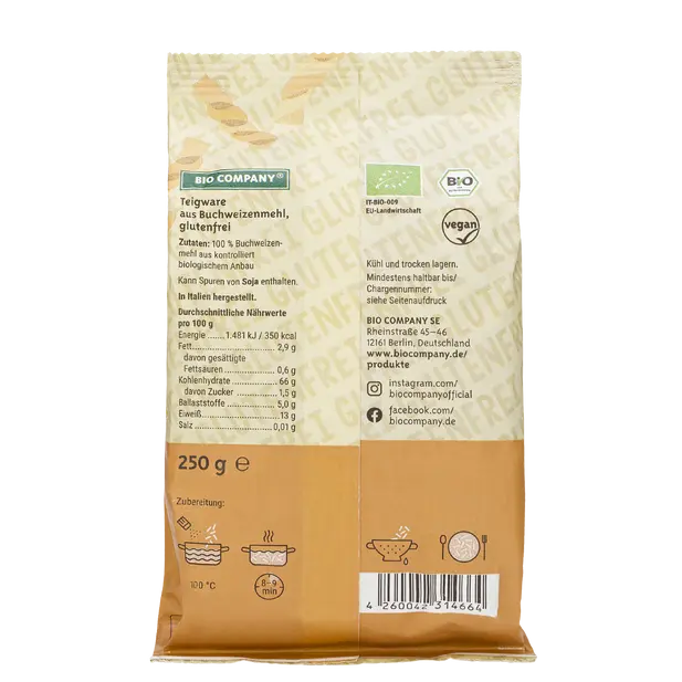 DrogerieMarkt24 - DrogerieMarkt24 BIO COMPANY Fusilli aus Buchweizen BIO 250g - DrogerieMarkt24
