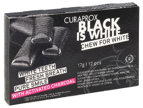 CURAPROX Black is White Kaugummi Blist 12 Stk