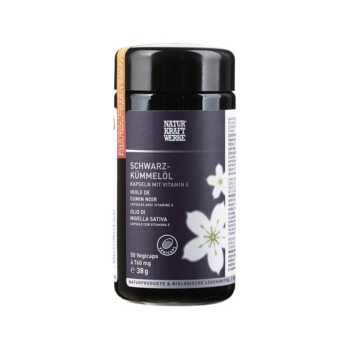 NaturKraftWerke Schwarzkümmelöl Vegicaps, 120 Kapseln, CH Bio Glas 71.4 g