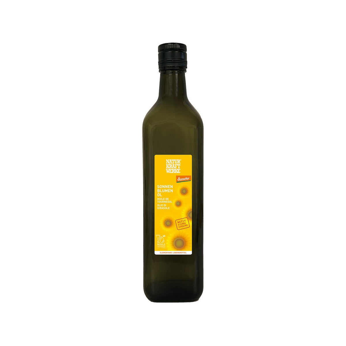NaturKraftWerke Sonnenblumenöl nativ, Demeter Flasche 500 ml/Glas Einweg