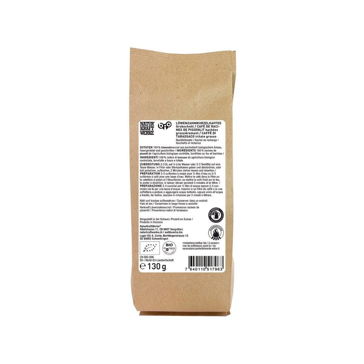 NaturKraftWerke Löwenzahnwurzelkaffee, CH Bio Beutel 130 g