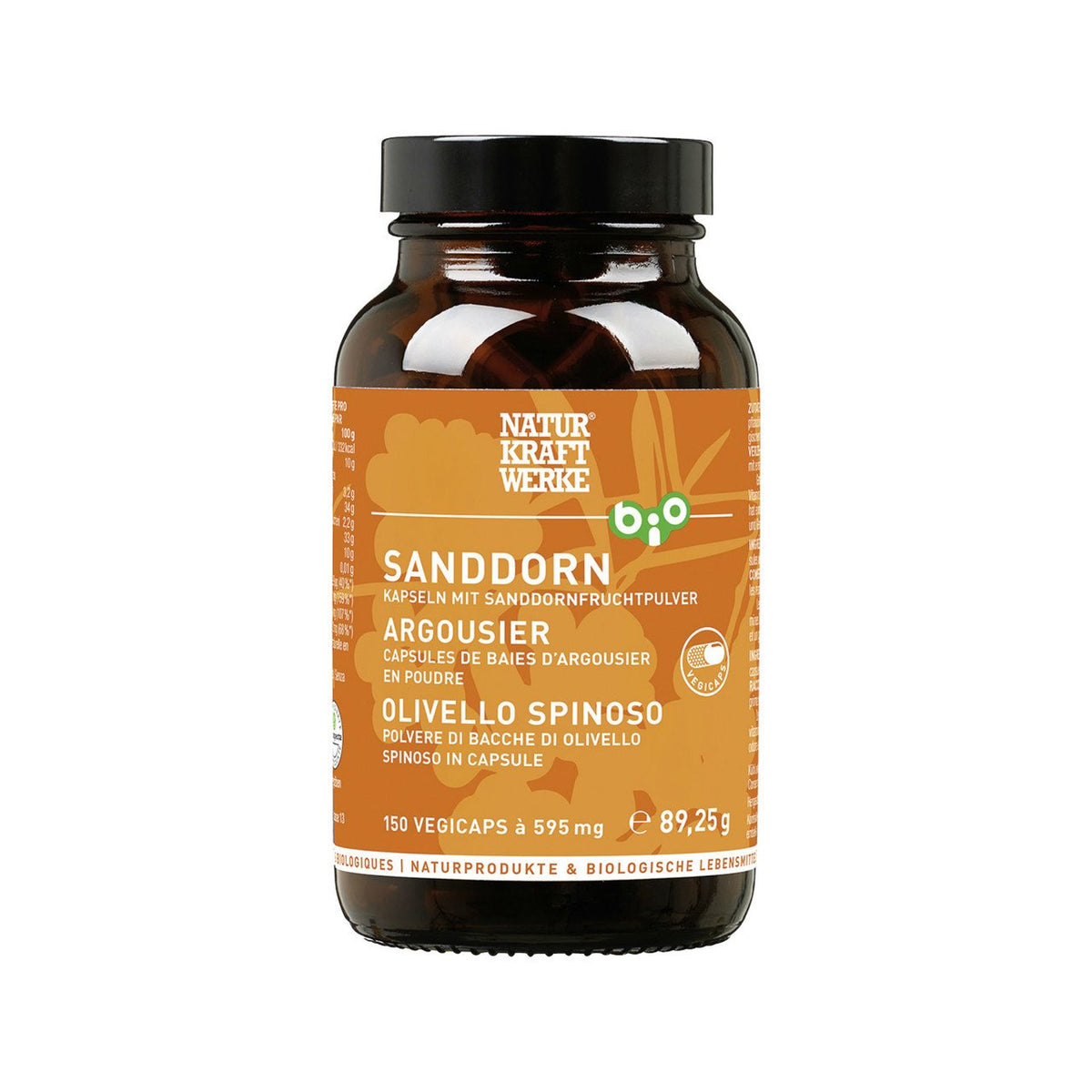NaturKraftWerke Sanddorn Vegicaps, 150 Stk., CH Bio Glas 89.25 g