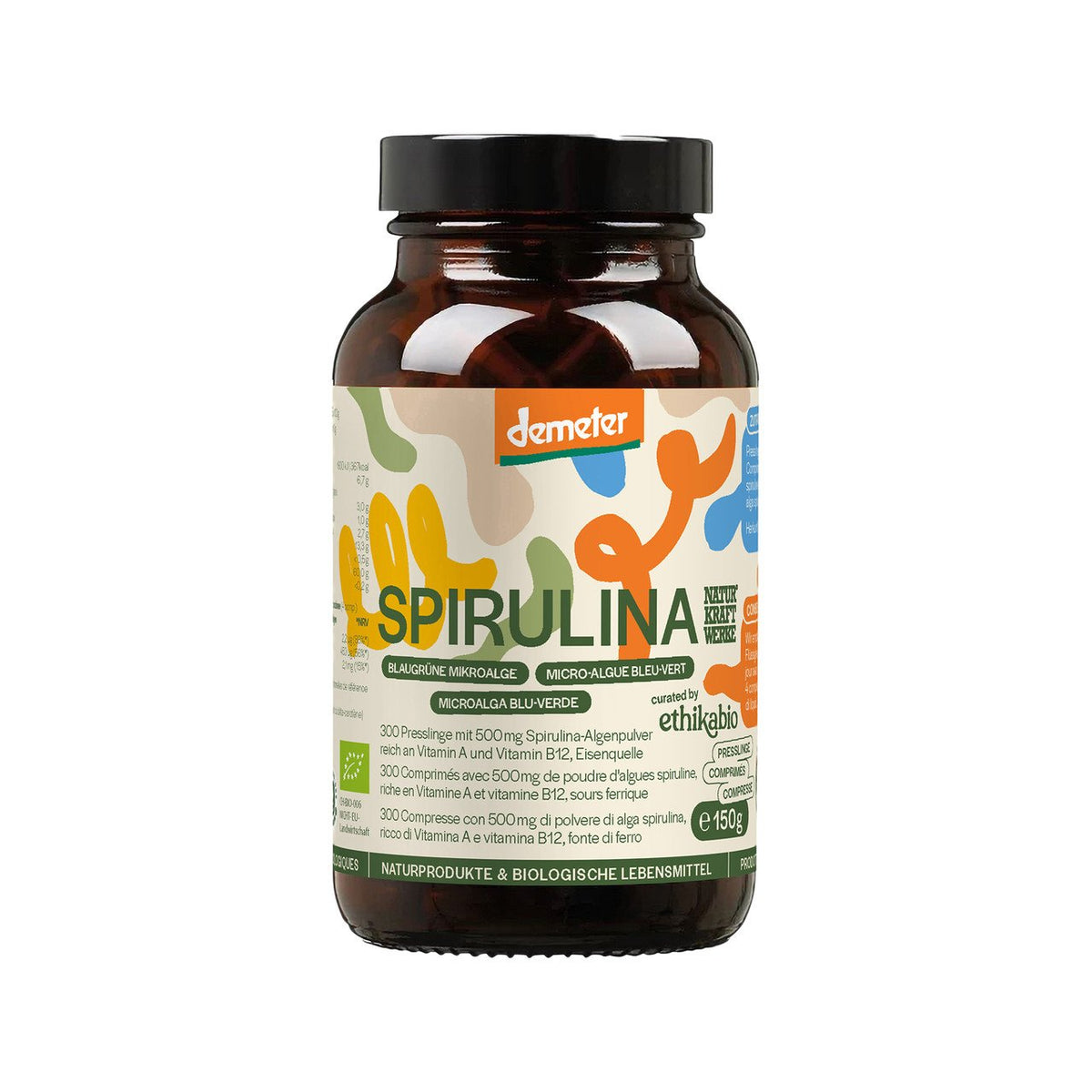 NaturKraftWerke Spirulina Presslinge, Demeter Glas 150 g