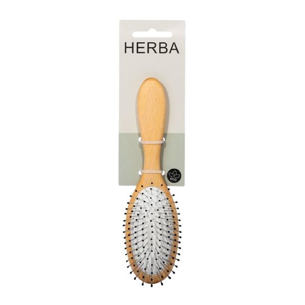 HERBA Haarbürste Metallstifte oval Buchenholz