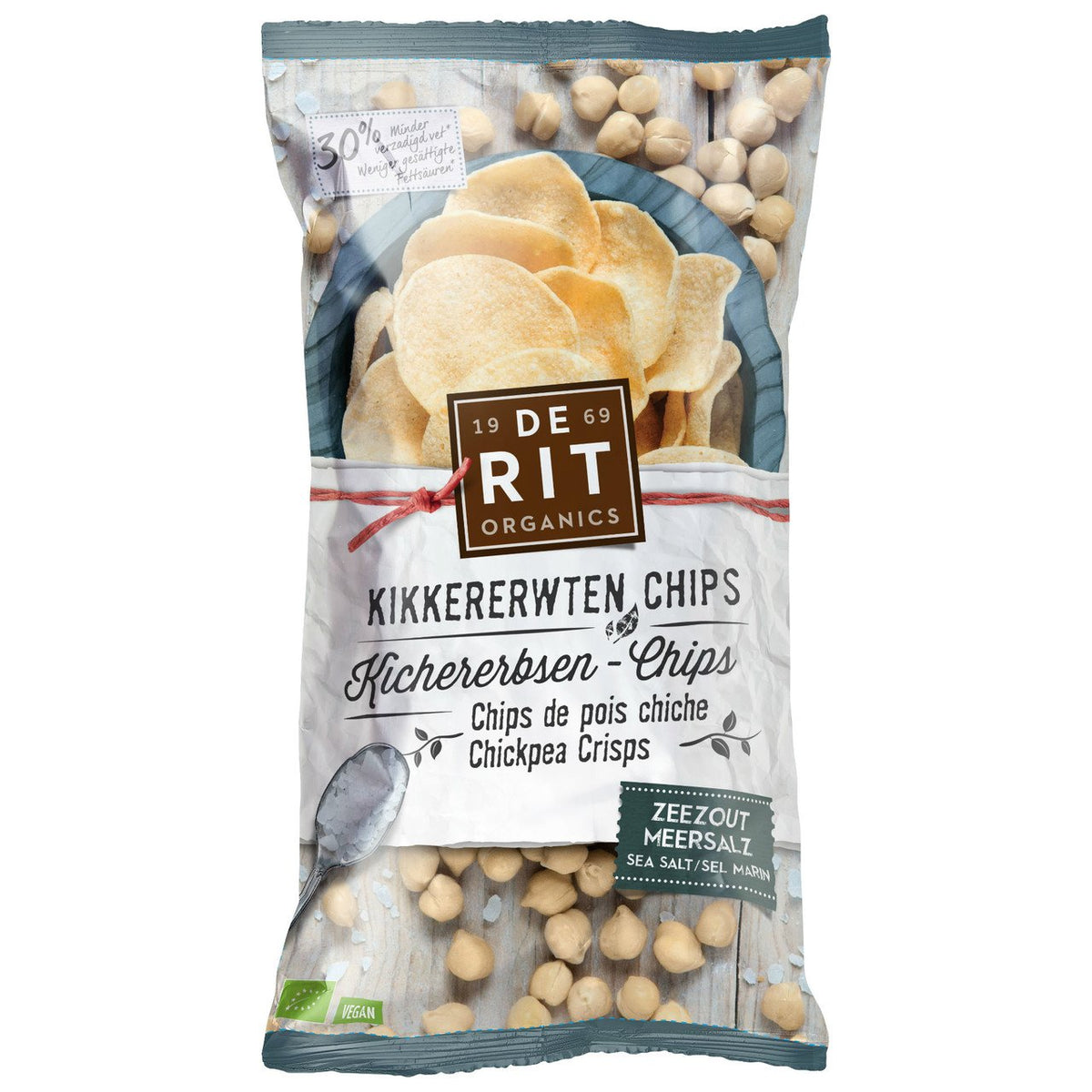 De Rit Kichererbsen-Chips Meersalz, EU Bio Beutel 75 g