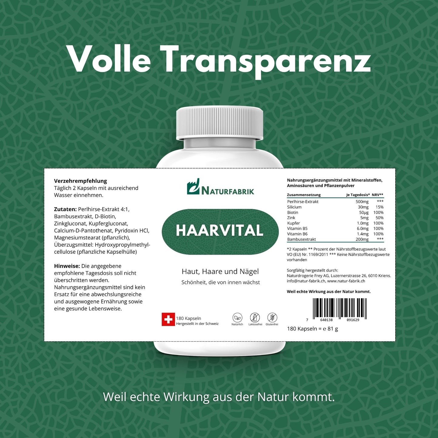 NATURFABRIK Haarvital Kapseln 180 Stk