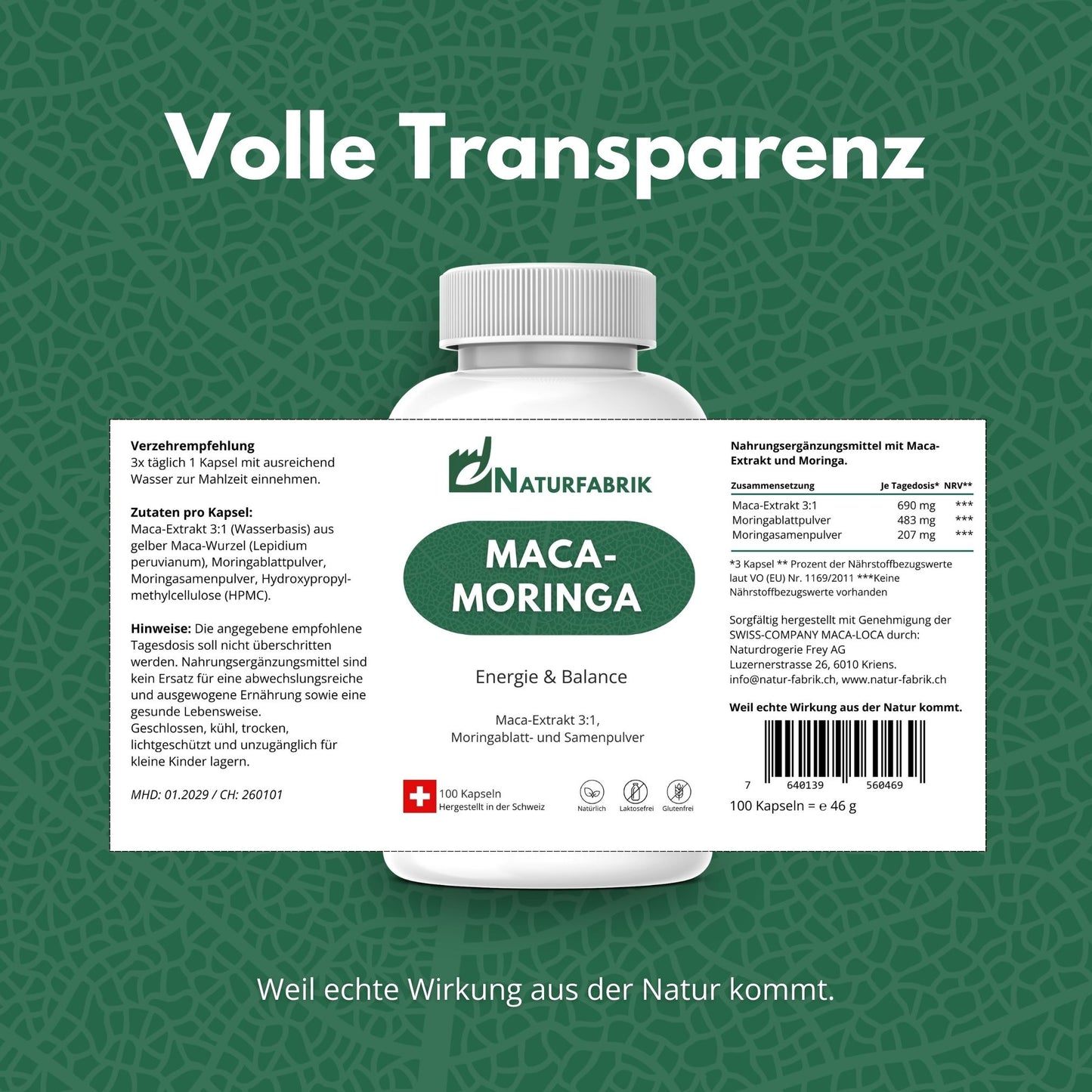 DrogerieMarkt24 - DrogerieMarkt24 NATURFABRIK Maca-Moringa Kapseln 100 Stk - DrogerieMarkt24