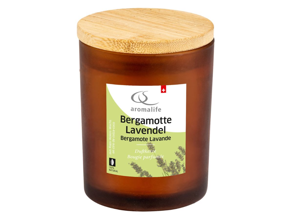 AROMALIFE Duftkerze im Glas Bergamotte Lavendel