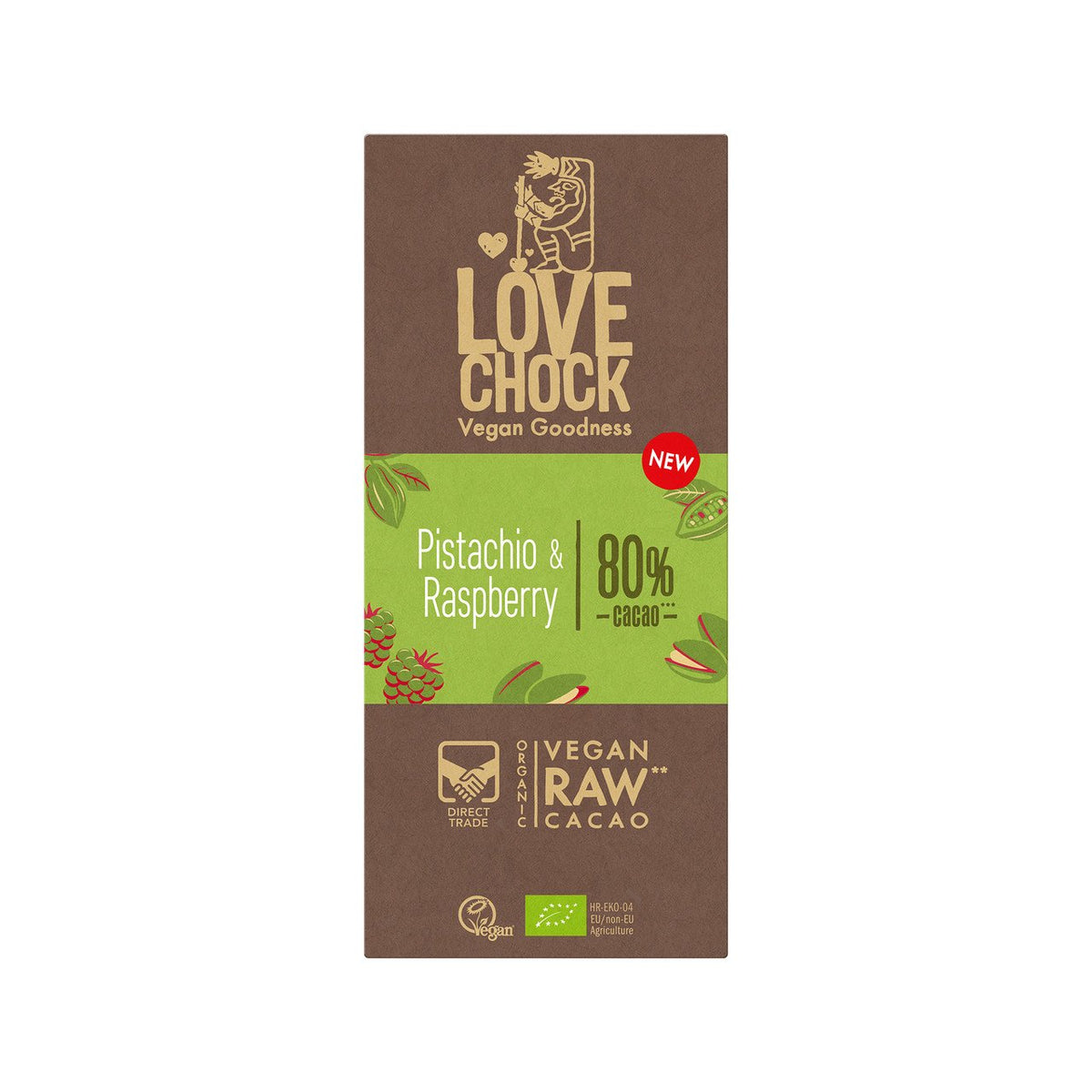 lovechock Schokolade Pistazie & Himbeere 80% Kakao, EU Bio 70 g