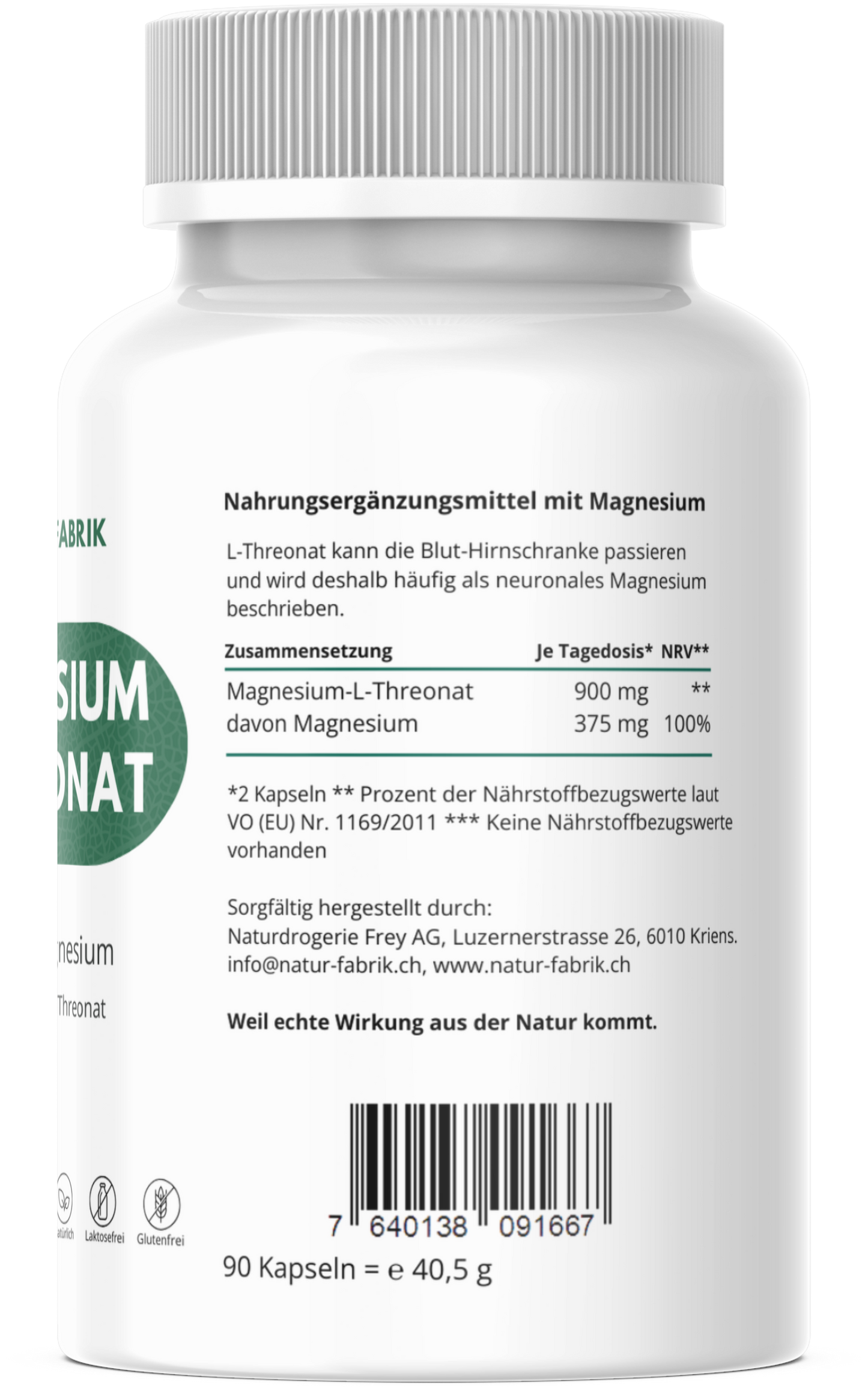 NATURFABRIK Magnesium-L-Threonat Kapseln 90 Stück