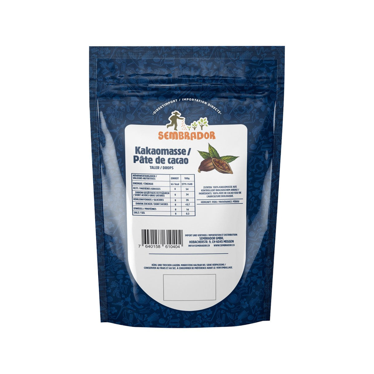 Sembrador Bio Kakaomasse Taler 250 g