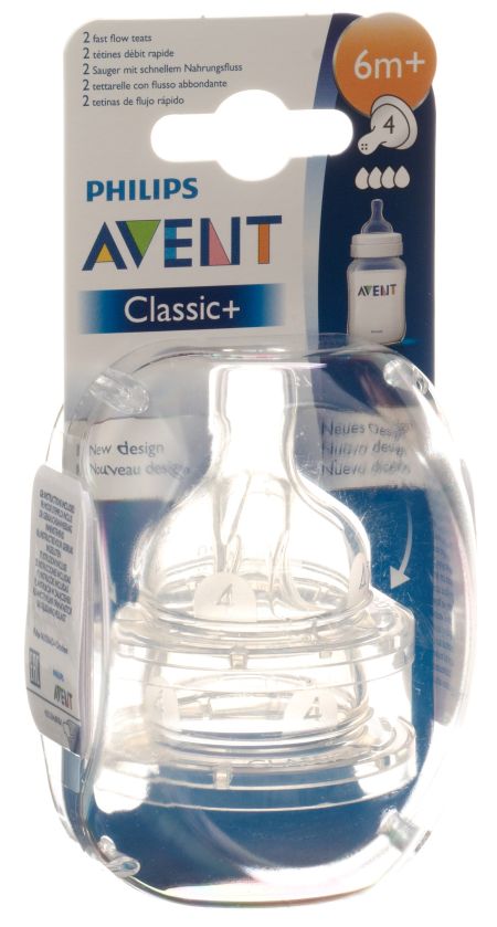 AVENT PHILIPS Klassik-Sauger 4 Loch 2 Stk