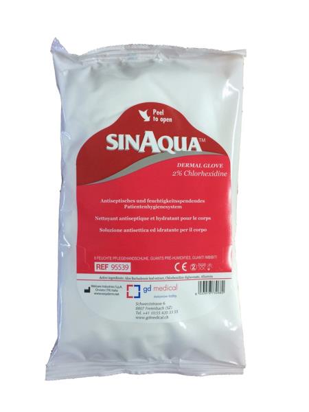 SINAQUA Waschhandschuh 2 % Chlorhexidine 8 Stk