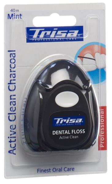 TRISA Zahnseide Active Clean Charcoal 40m mi Xylit