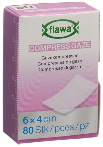 FLAWA Gazekompressen geschn 4x6cm keimred 80 Stk