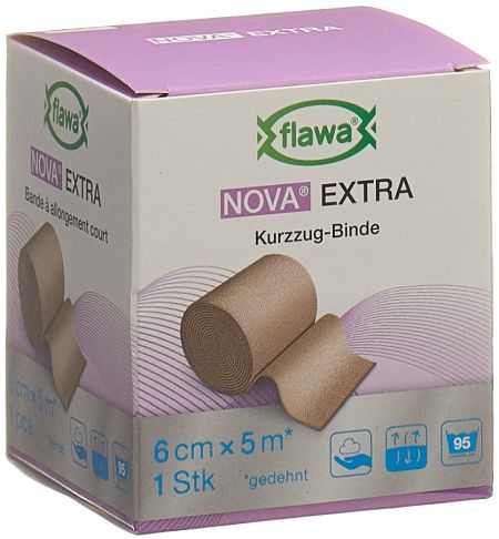FLAWA NOVA EXTRA Kurzzugbinde 6cmx5m hautfarbig