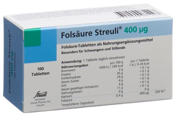 FOLSÄURE Streuli Tabl 400 mcg 100 Stk