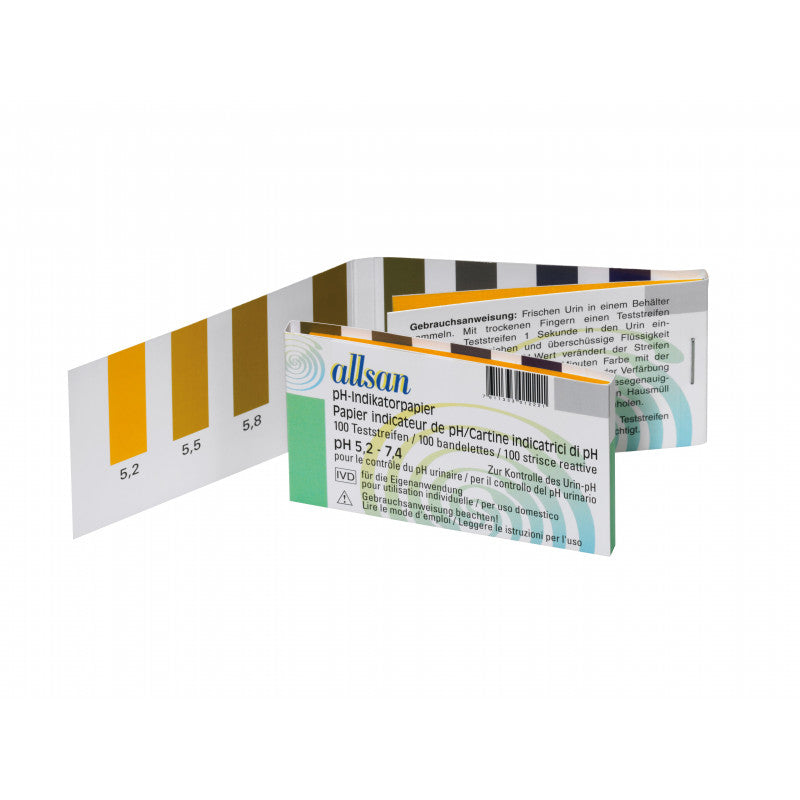 DrogerieMarkt24 - DrogerieMarkt24 ALLSAN pH Indikatorpapier 5.2-7.4 100 Stück - Burgerstein