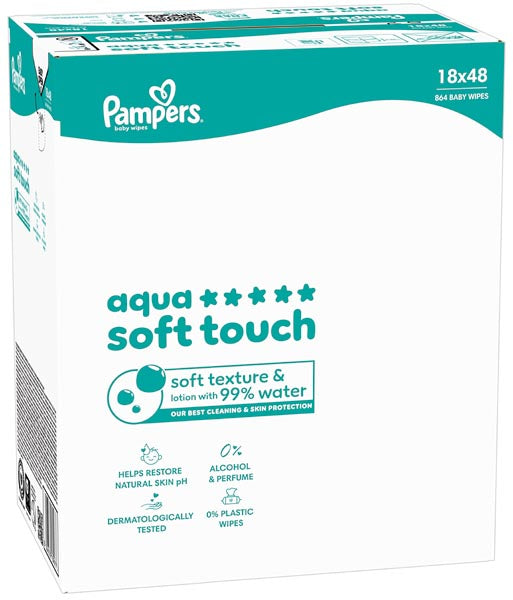 DrogerieMarkt24 - DrogerieMarkt24 Pampers Feuchttücher Aqua Soft Touch 18x48 - DrogerieMarkt24