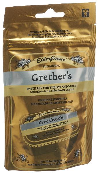 DrogerieMarkt24 - DrogerieMarkt24 GRETHERS Elderflower Pastillen ohne Zucker refill Btl 110 g - DrogerieMarkt24