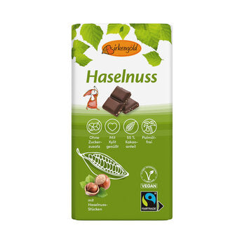 BIRKENGOLD Zartbitter Schokolade Haselnuss 55% zuckerfrei konv. 100g