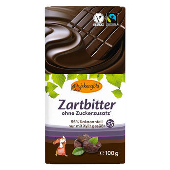 BIRKENGOLD Zartbitter Schokolade 55% zuckerfrei konv. 100g