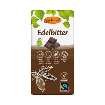BIRKENGOLD Edelbitter Schokolade, 85%, zuckerfrei konv. 100g