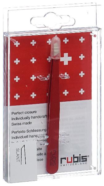 RUBIS Pinzette schräg rot Inox