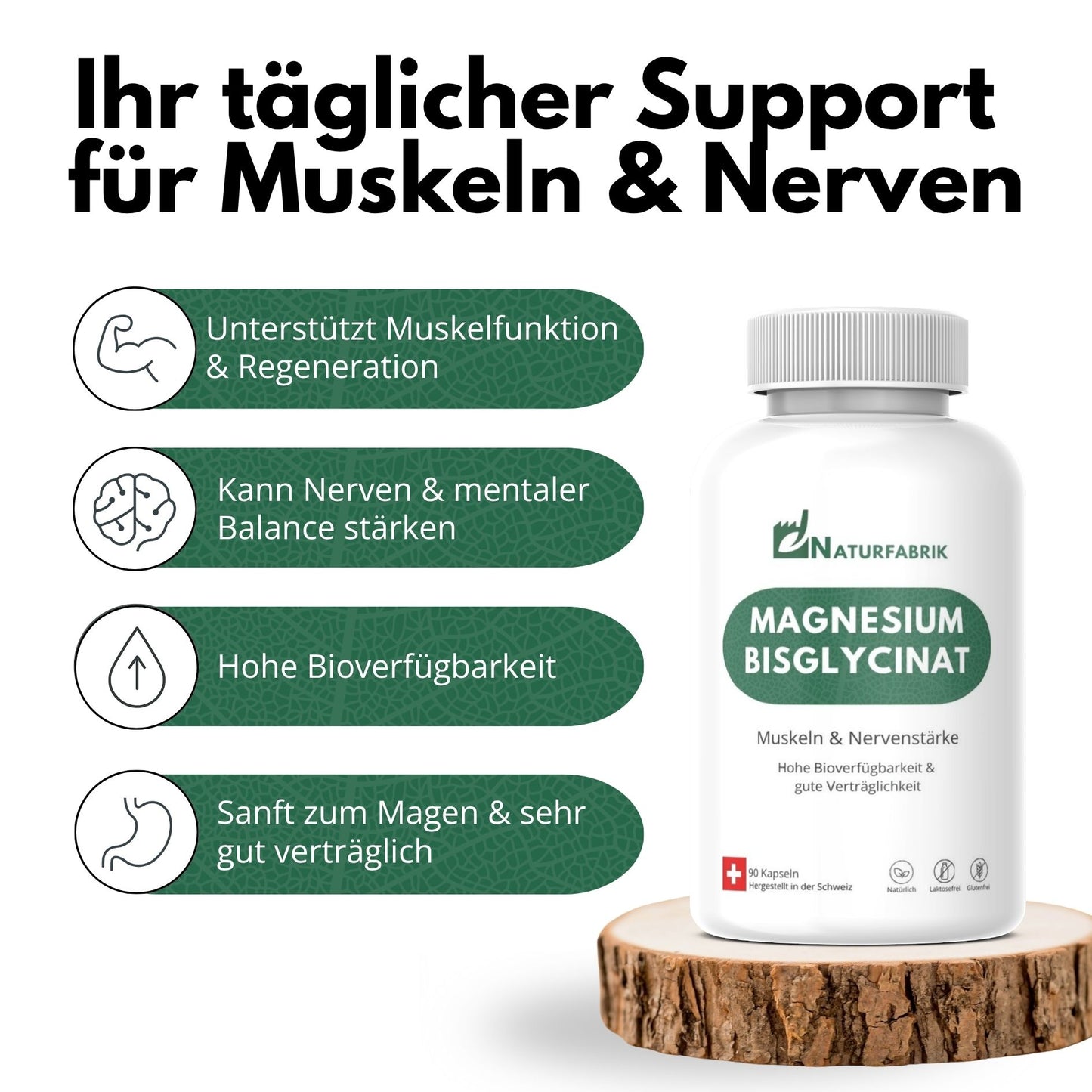 NATURFABRIK Magnesium Bisglycinat Kapseln 90 Stück