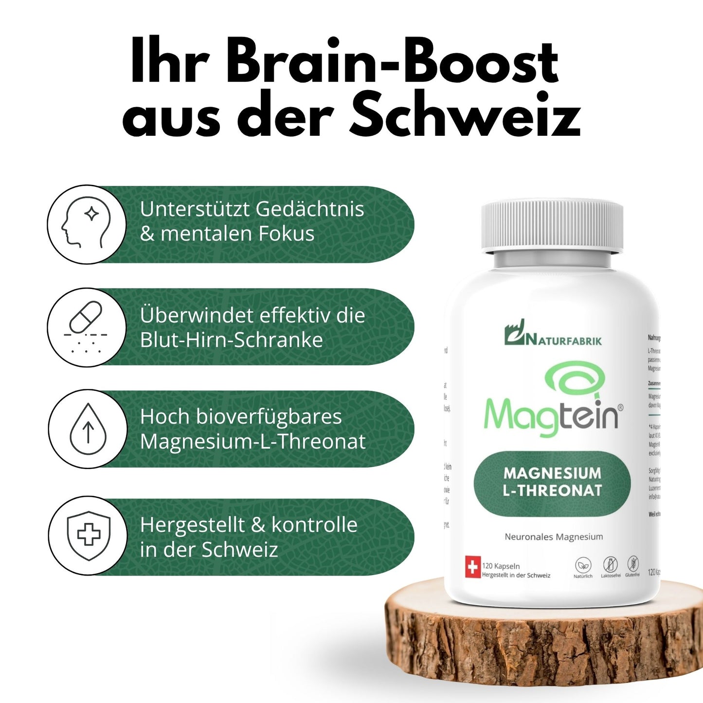 DrogerieMarkt24 - DrogerieMarkt24 NATURFABRIK Magnesium-L-Threonat Magtein® Kaps 120 Stk - DrogerieMarkt24