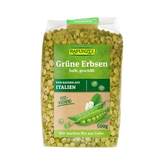 Rapunzel Erbsen grün, halb,geschält, EU Bio 500g