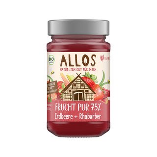 Allos Frucht Pur Erdbeer-Rhabarber Fruchtaufstrich, EU Bio 250g