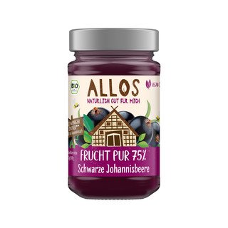 Allos Frucht Pur Schwarze Johannisbeere Fruchtaufstrich, EU Bio 250g