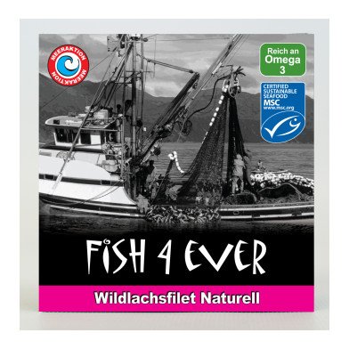 Fish4Ever Wildlachsfilets naturell, Wildfang/-sammlung 170g