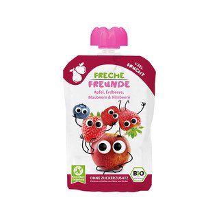 Freche Freunde Quetschmus Apfel, Erdbeere, Blaubeere & Himbeere, EU Bio 100ml