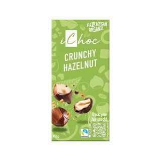IChoc Crunchy Hazelnut, vegane Schokolade hell, EU Bio 80g