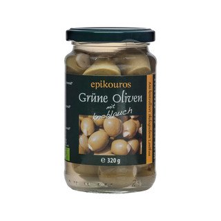 Epikouros Grüne Oliven gefüllt mit Knoblauch, EU Bio 320ml