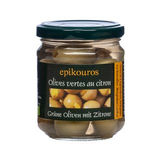 Epikouros Grüne Oliven gefüllt mit Zitrone, EU Bio 190ml