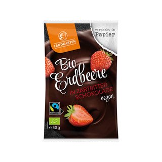Landgarten Erdbeere in Zartbitter-Schokolade, EU Bio / FLO-Fairtrade 50g