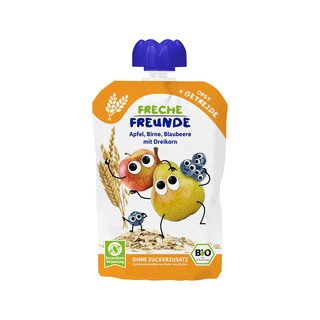 Freche Freunde Quetschmus Apfel, Birne, Blaubeere mit Dreikorn, EU Bio 100g