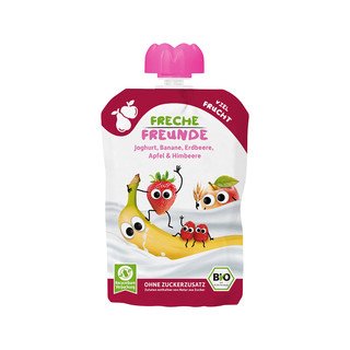 Freche Freunde Quetschmus Joghurt, Banane, Erdbeere, Apfel & Himbeere, EU Bio 100g
