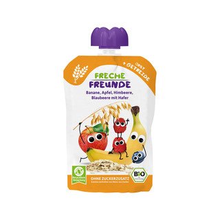 Freche Freunde Quetschmus Banane, Apfel, Himbeere, Blaubeere mit Hafer, EU Bio 100g